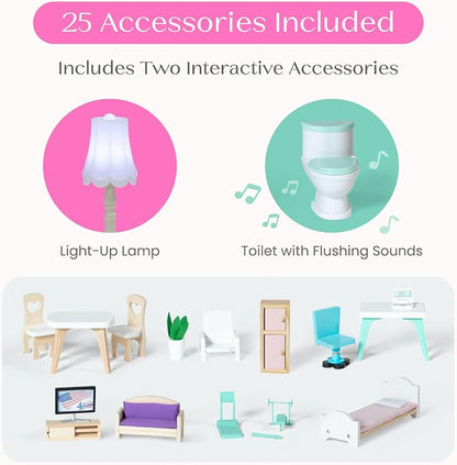 Delta Children Moveable Mansion Dollhouse - 360-Degree Play Dollhouse with Wheeled Base - Includes 16 Accessories - Fits 12-inch Dolls - Pretend Play Dream Gift for Ages 3+