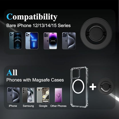 for Magsafe Car Mount, Rear View Mirror Phone Holder, Rotatable and Retractable Phone Holder for Car Compatible with iPhone 17/16/15/14/13/12 Series and Phones with Magsafe Case or Metal Ring