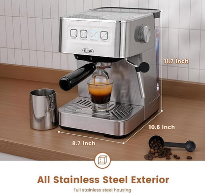 Gevi 20 Bar Espresso Machine, Programmable Coffee Maker with Milk Frother | Budget under$100; Removable Water Tank; Produce Good Crema; Include Necessary Accessories; Can Make Americanos; Easy to Clean