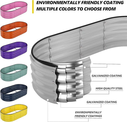 Galvanized Metal Planter Raised Garden Bed Kit for Gardening Outdoor Garden Box Raised Flower Bed 2PC Gray 4X2X1FT