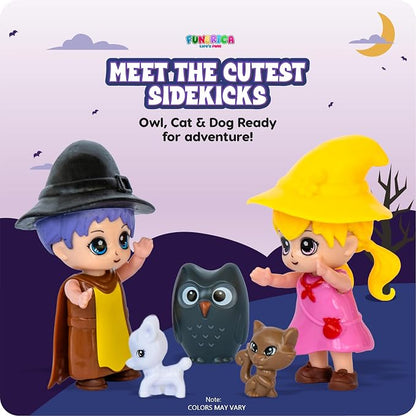 FUNERICA Wizard Dollhouse People Playset – Imaginative Little People Guests & Accessories for Doll Houses and Pretend Play – Mini Figures & Animal Toys