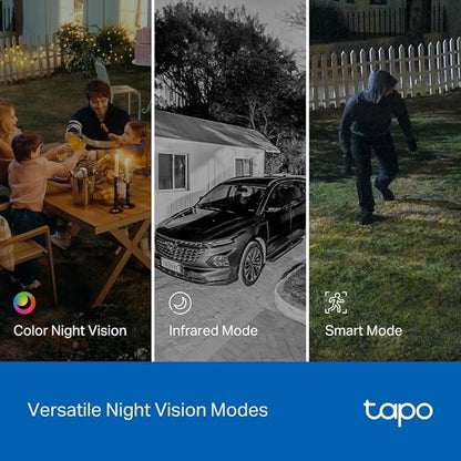Tapo 2K Indoor/Outdoor Dual Lens Pan/Tilt Wired Security Camera - 125° Wide-Angle View + 6mm Zoom, Motion Track, Person/Vehicle Detection, Local Storage or Optional Cloud, C246D