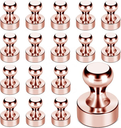 LOVIMAG Fridge Magnets 18Pcs for Refrigerator Whiteboard, Rose Gold | Small Strong Neodymium Metal Cute Push Pin for Classroom, Kitchen, Accessories Decorative, Office, Calendar