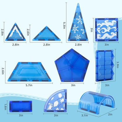 Arctic Animals Magnetic Tiles for Kids Ages 4-8, Aquarium Magnetic Building Set with 6 Sea Animals, Educational Magnet Blocks for School Toddlers, Birthday Xmas Gifts for Grandkids Boys Girls 3-5 4-6