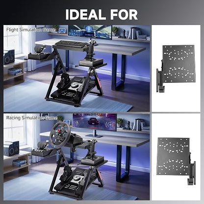 GTPLAYER Flight Racing Simulation Stand Foldable Gaming Stand Compatible with Logitech/Thrustmaster/PXN Gaming Devices Adjustable Stable Simulator Cockpit Stand, Electronic Device Not Included, Black