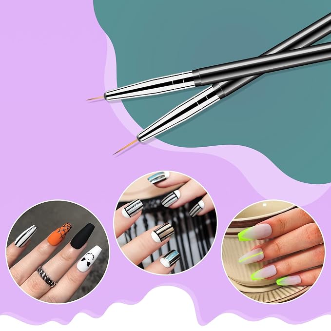 Artdone Nail Dotting Tools 6PCS Double-ended Nail Art Brushes Kit Nail Art Gel Polish Liner Brushes Design Pen For Nail Drawing And Nail Paint Brushes Small Detail Brushes
