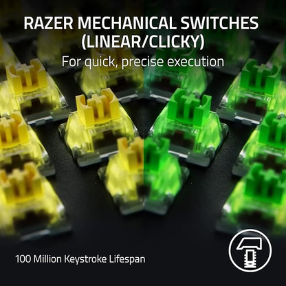 Razer BlackWidow V4 Pro Wired Mechanical Gaming Keyboard, Yellow Switches | Linear & Silent Switches, Doubleshot ABS Keycaps, Command Dial, 8 Dedicated Macro Keys, Chroma RGB, Snap Tap, Wrist Rest