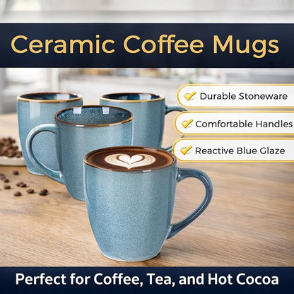 GBhome Ceramic Coffee Mugs Set of 6, 12oz Stoneware Coffee Mugs Set For Dad Mom Women MEN, Light Weight Ceramic Coffee Cups for Latte/Tea/Beer/Hot Cocoa, Dishwasher & Microwave Safe