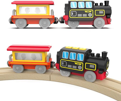 Steam Locomotive Electric Train Battery Operated Train for Wooden Track Toys for 3-7 Years Old Toddlers & Kids,Compatible with All Major Brands in Market (Battery not Included)