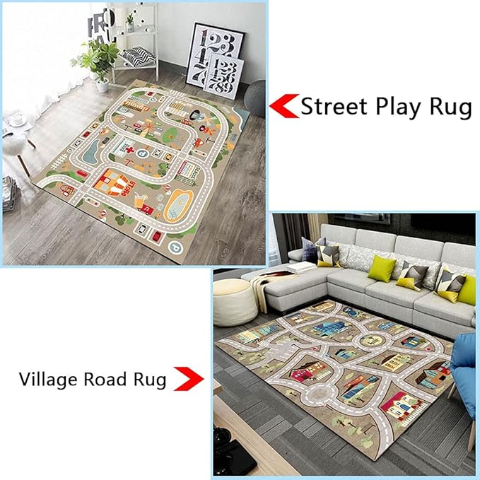 Kid Rug Carpet Playmat for Toy Cars and Train，Play Area Rug with Rubber Backing，Fun Throw Rug，Ideal Gift for Children Baby Bedroom Play Room(200×300cm/79×118in)