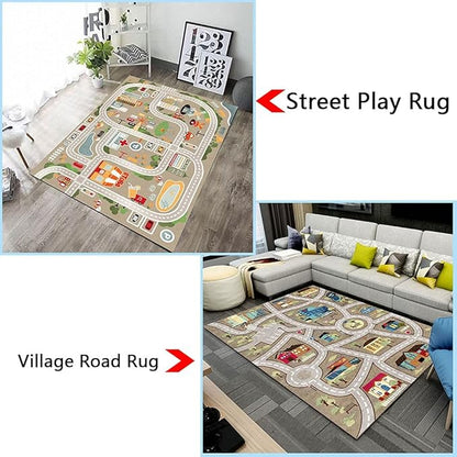 Kid Rug Carpet Playmat for Toy Cars and Train，Play Area Rug with Rubber Backing，Fun Throw Rug，Ideal Gift for Children Baby Bedroom Play Room(100×180cm/39×71in)