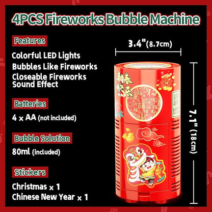 Bubble Machine (4PCS, 13 Holes) with LED Lights, Automatic Bubble Blower Toys, Portable Bubbles Maker for Wedding Christmas Chinese New Years Party Decorations, Kids Birthday Gifts, Balloons Banner