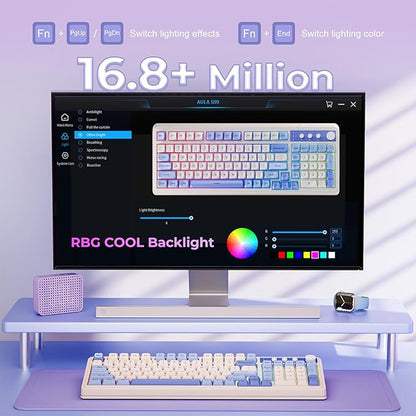 AULA 99 Key Purple Keyboard, Wireless Gaming Keyboard with Number Pad | RGB Backlit,Programmable,Creamy Sounding,Tri-Mode BT/2.4GHz/USB-C,2000mAh Membrane Keyboard,Thocky Computer Keyboards