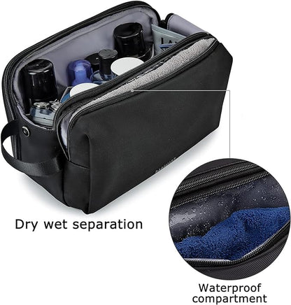BAGSMART Toiletry Bag for Men, Travel Toiletry Organizer Dopp Kit Water-resistant Shaving Bag for Toiletries Accessories, Door Room Essentials,Black-large