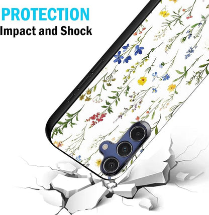 Designed for Galaxy S25 FE Phone Case,Slim Silicone Shockproof Protective Case for Galaxy S25 FE 6.7 inch,Flower Weeds Leaves