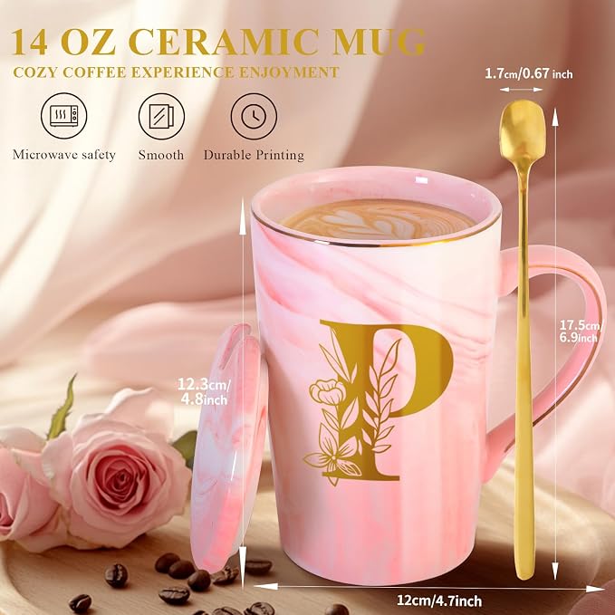 Personalized Ceramic Coffee Mug with Lid Tea Cup Women Teacher Coworker Assistant Principal Christmas Paraprofessional Administrative Professional It Hr Admin Day French Nursing Spanish Swim Latin,P