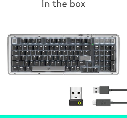 Logitech Alto Keys K98M Wireless Mechanical Gasket Keyboard - Graphite | Customizable, clicky, vibration absorbing gasket, white backlit keys, Bluetooth, USB-C charging, for PC, Mac, Laptops