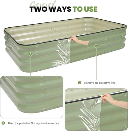 G GOOD GAIN 4-in-1 Adjustable Raised Garden Bed Kit | Galvanized Planter Boxes for Vegetables, Flowers | 12" Tall, Multiple Sizes (5x3x1ft, 4x4x1ft, 6x2x1ft, 7x1x1ft) | Outdoor Metal Raised Bed, Green