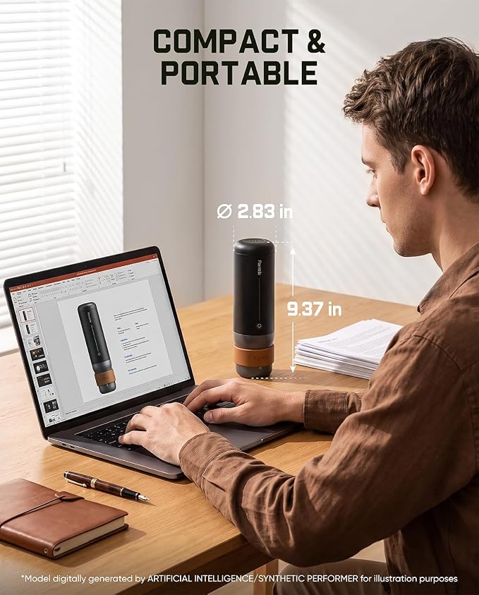 Fanttik Cafein 11 Portable Coffee Machine, 20 Bar Coffee Maker with USB-C | Portable&Compact, 135s Rapid Heating, Golden-Cup Extraction, IP65, 4500mAh*3, Travel, Fishing, Hiking, Party, Gym,Office