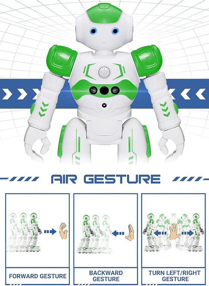 KingsDragon RC Robot Toys for Kids, Gesture & Sensing Remote Control Robot for Age 4 5 6 7 8 Year Old Boys Girls Birthday Present (Green)