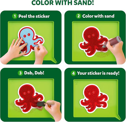 Skillmatics Sand Art Activity - Mess-Controlled DIY Animal Craft Kit with 50+ Colorful Stickers, Creative Arts & Crafts for Kids, Fun Hands-On Activity, Gifts for Ages 4, 5, 6, 7, 8, 9, 10