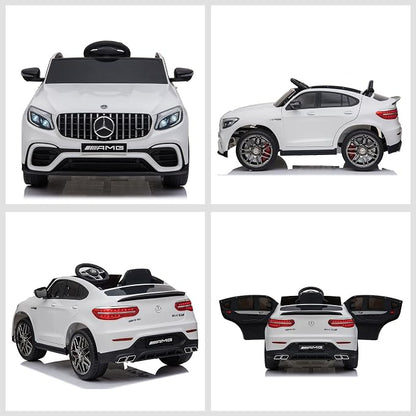 Aosom 12V Toddler Ride On Car with Remote Control, Mercedes Benz AMG GLC63S Coupe, Electric Car with 2 Speed, MP3 Player, Light, Horn, Songs, Suspension, White