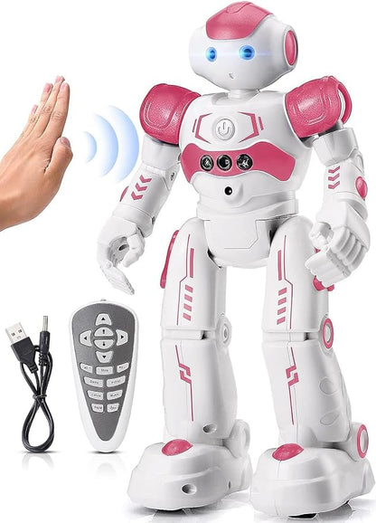 KingsDragon RC Robot Toys for Kids, Gesture & Sensing Remote Control Robot for Age 3 4 5 6 7 8 Year Old Boys Girls Birthday Present (Pink)