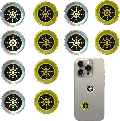 12 Pcs Emf Blocker for Cell Phone,Radiation Blocker,Emf Stickers for Cell Phone,A Practical Gift for Tech Lovers for Smart Phones/Tablets/Laptops Electronic Devices Blockers Silver，Gold