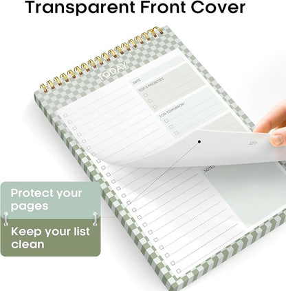 Taja To Do List Notepad, Undated Daily Planner for Work and Goal Setting | Mint Checkered, 52 Sheets, 9.8" x 6.5" , for Office, Home and school, Daily Task Planning, Notes and Everyday Organization