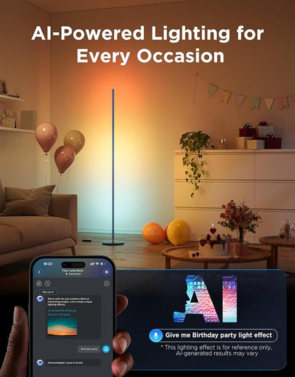 Govee RGBIC Floor Lamp Basic, 1000lm LED Corner Lamp | Works with Alexa, Smart Modern Floor Lamp with Music Sync and Color Changing Standing Lamp for Bedroom Living Room Blue