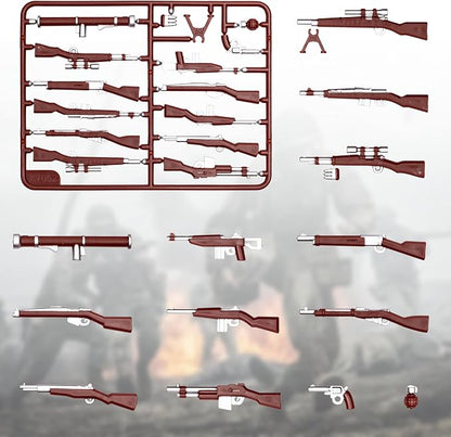 63 Pcs US Brown Toy Soldiers Figures,Toy Set, US Weapons Pack Military Army Battle, Toy Set Weapon Battle Building Blocks Compatible with Major Brand, 3 Years Old and up