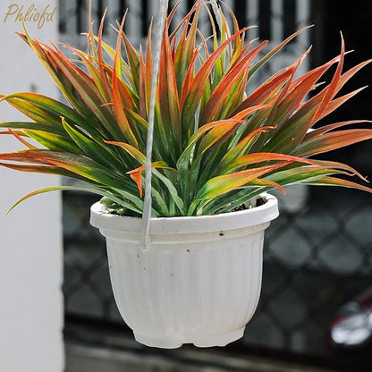 16Pcs Artificial Grass Fake Plants 17.3in Outdoor Plastic Plants UV Resistant Greenery Fake Grass for Home Window Garden Patio Hanging Planter Pathway Front Porch Décor Red