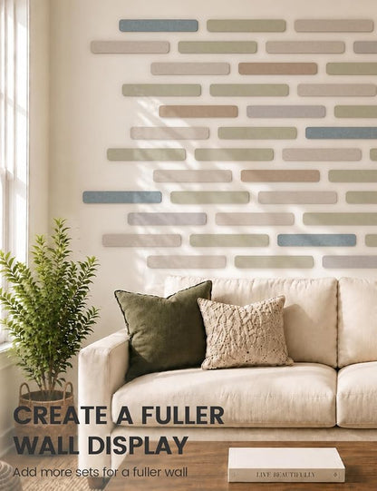 Fluxynara 13" x 2" Felt Wall Panels, Coastal | 8-Pack Includes 50 Push Pins and Adhesive Tabs for Photos, Notes and Decor in Bedroom Doors, Home Office or Studios