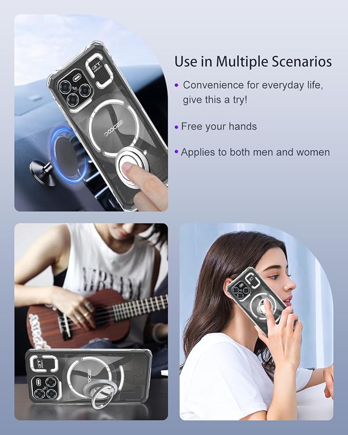 Case Cover for DOOGEE Blade GT AI 5G, Phone Case with Ring Buckles and Lanyards, Premium TPU Material Protective Shell, Protective Cover with Scratch and Anti-Fingerprint, Transparent