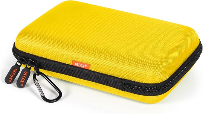 Bright Yellow Hard Shell Electronic Organizer Carrying Case - Shockproof Large Storage Case for Hard Drive, Phone, Power Bank, Charger, Earbuds - Zipper Pouch Gadget Bag for Business, Travel