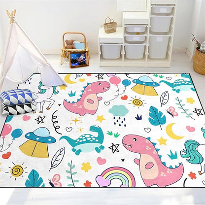 Dinosaur Rugs for Boys Bedroom - Dinosaur Room Decor for Boys Kids Area Rug Dinosaur Rug Boys Rugs for Bedroom Dinosaur Carpet Rugs Kids Play Rugs Cute Cartoon Dinosaur Decor,5'×7'