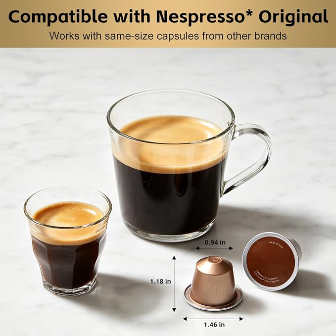 CUSIMAX Espresso Machine Compatible with Nespresso Original Pods | Single Serve Espresso Coffee Maker, Programmable Brew Size, 19Bar High Pressure, 20oz Removable Water Tank, Stainless Steel