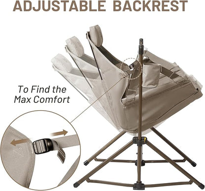 TIMBER RIDGE Hammock Camping Chair with Adjustable Backrest, Heavy Duty Folding Hammock Chair Supports 300lbs, Portable Hammock Chair for Camping, Travelling and Patio, Tan 2 Pack