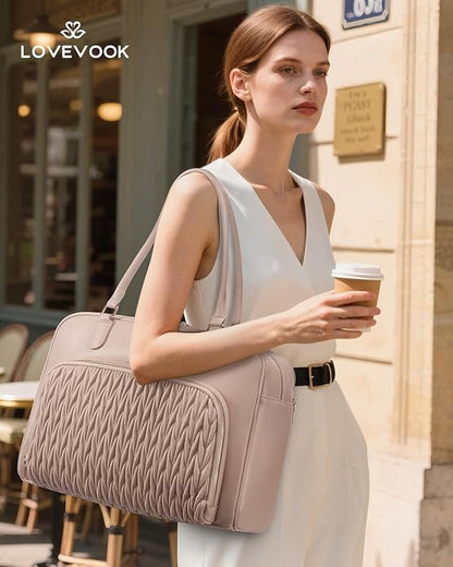 LOVEVOOK Tote Bag for Women,Light Puffer Tote Bag with Multi-pockets,Stylish Carry on Laptop Bags for Daily,Travel,Work,Gym