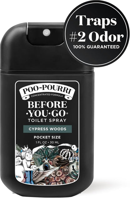 Poo-Pourri Cypress Woods Pocket Sprayer Before-You-Go Toilet Spray - Instantly Trap Bathroom Odor - Plant Based Ingredients & Essential Oils - No synthetic fragrance - Cypress, Pine, Fresh Air Scent