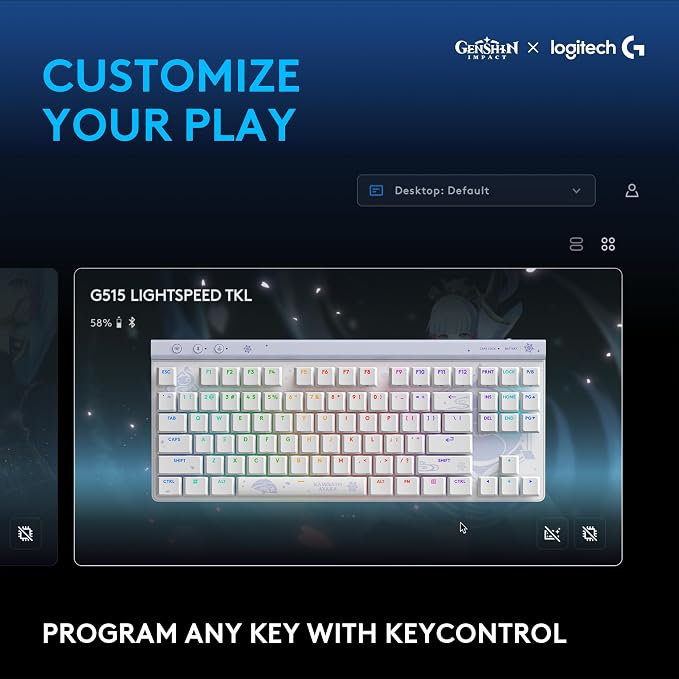 Logitech G515 TKL Wired Gaming Keyboard (Tactile) - Genshin Impact Edition | Low profile, gaming, LIGHTSYNC RGB, thin design, double-shot PBT keycaps, mechanical switches