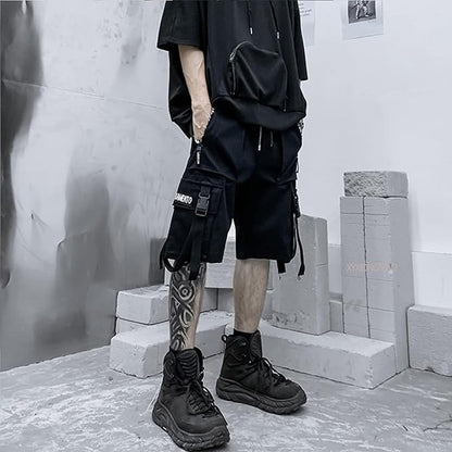 XYXIONGMAO Men's Joggers Techwear Black Hip Hop Cargo Shorts Streetwear Sweatpants Cargo Pants for Men