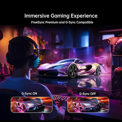 KTC 34 Inch Curved Ultrawide Gaming Monitor, 21:9, 3440x1440p 180Hz 1ms, 1500R Curved Monitor, Freesync G-sync, Picture by Picture,PIP, Height/Tilt/Swivel/Pivot, H34S18S