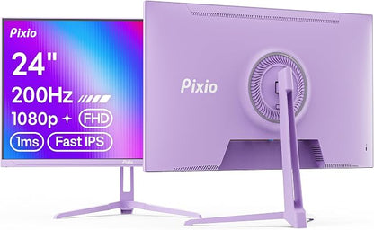 Pixio PX248 Wave Purple 24 inch 200Hz Refresh Rate FHD 1080p Resolution Fast IPS Panel 1ms GTG Response Time Built-in Speakers Gaming Monitor with Adaptive Sync