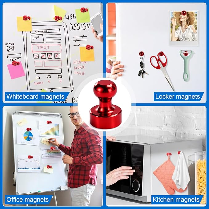 LOVIMAG Fridge Magnets 12Pcs Refrigerator Whiteboard Small Strong Magnet Classroom Kitchen Accessories Decorative Locker Set Decor Must Haves Office Calendar Refrigerador Magnetic Cute Crafts Red