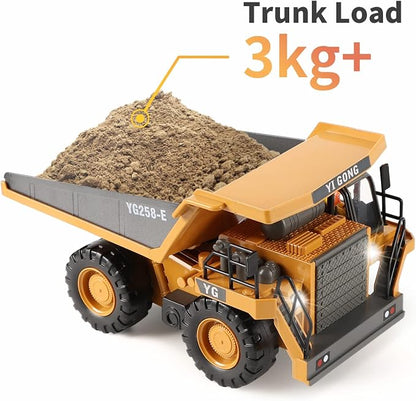 DDAI Remote Control Construction Dump Truck Toy - RC Dump Truck Toys- Construction Toys Vehicle- RC Truck Toys for 8 9 10 11 12 Year Old Boys and up- Toy Trucks