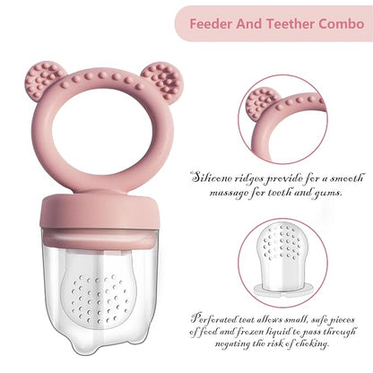 Big Spinach Silicone Freezer Tray Baby Fruit Feeder Food Teething Set Must-Have Pacifiers and Food Storage Containers for Babies 6 Months and Up