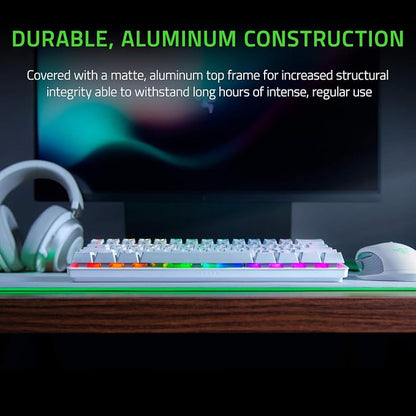 Razer Huntsman Mini 60% Gaming Keyboard, Linear Optical Switches, White | Aluminum Top Frame, Chroma RGB Lighting, PBT Keycaps, Onboard Memory, Snap Tap