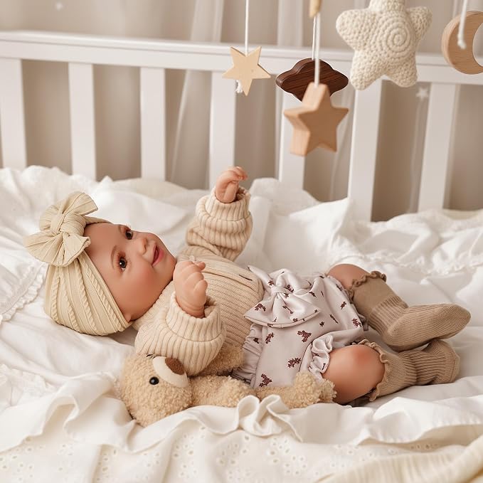 BABESIDE Reborn Baby Dolls Sunny - 17Inch Cute Soft Vinyl Realistic Baby Doll Poseable Smiling Real Life Baby Dolls with Complete Accessories for 3+ Years Old Gifts