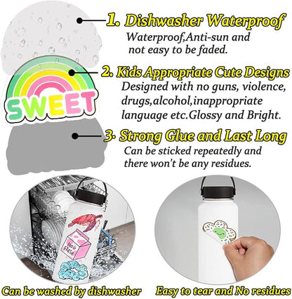 QTL 250pcs Cute Vinyl Stickers for Girls Stickers for Kids Teens Girls Easter Basket Stuffers Gifts Water Bottle Stickers for Hydroflask Waterproof